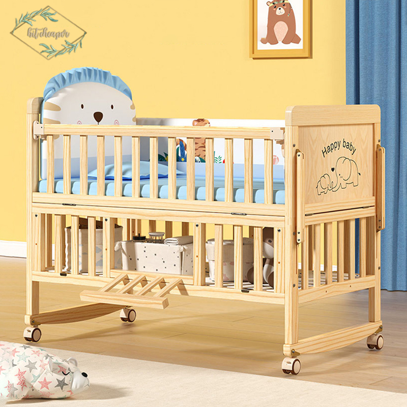 Cũi cho trẻ sơ sinh đa năng，Bàn học sinh，Kệ để đồ ，Giường trẻ em có thể ghép nối/ có kèm bánh xe