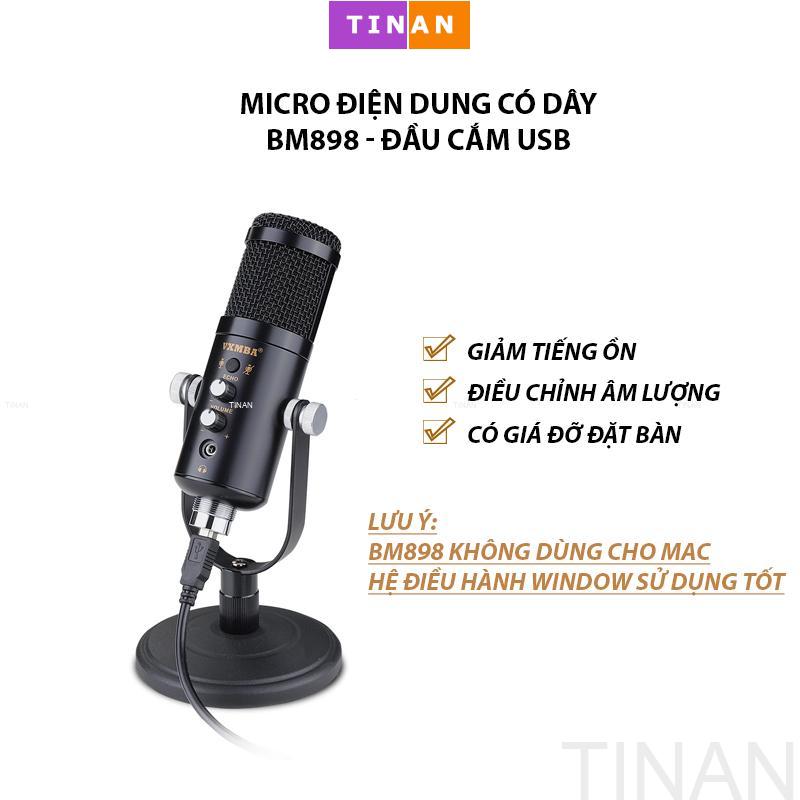 Micro Điện Dung Có Dây BM898, Đầu Cắm USB, Dùng Hỗ Trợ Livestream Các Nền Tảng