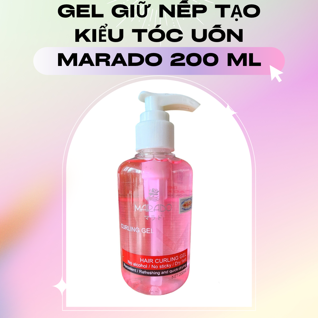 Gel giữ nếp tạo kiểu tóc uốn Marado không cồn không bết tóc khô nhanh 200 ml