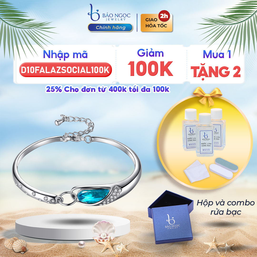 Lắc Tay Kiềng Bạc Nữ (BẠC THẬT 100%), Vòng Tay Bạc Nữ Đính Đá Topaz Cao Cấp - LK1330 - Bảo Ngọc Jewelry