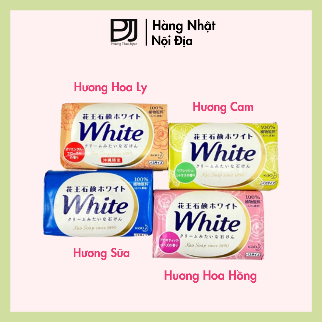 Xà phòng tắm kao white 130g nhật bản, xà bông tắm kao nội địa nhật bản