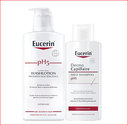 [HCM]Bộ Sữa Tắm Không Mùi Cho Da Nhạy Cảm Eucerin pH 5 Washlotion (400ml)Và Dầu Gội Cho Da Nhạy Cảm Eucerin pH 5 Shampoo (250ml)