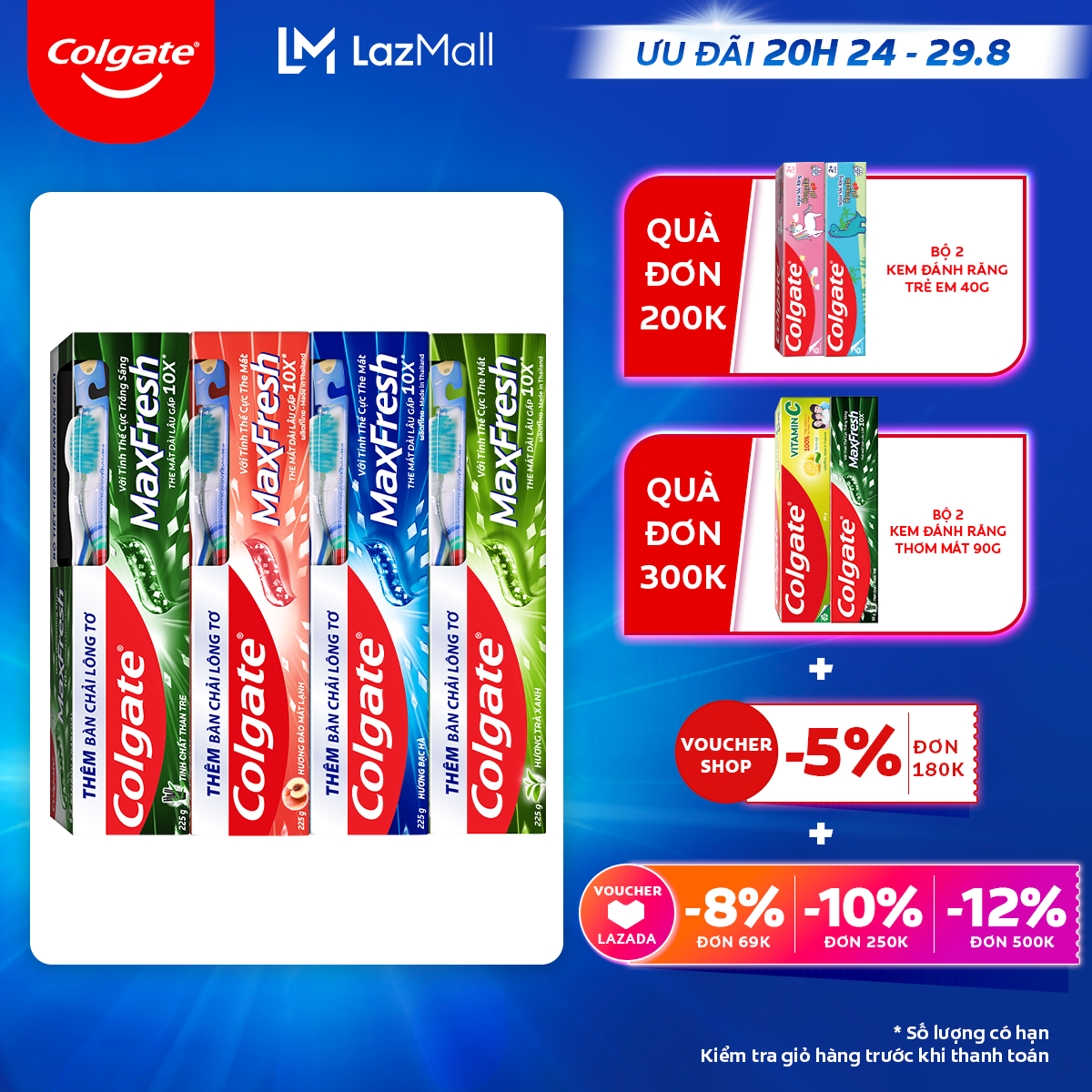 Bộ sưu tập 4 kem đánh răng Colgate Maxfresh 225g