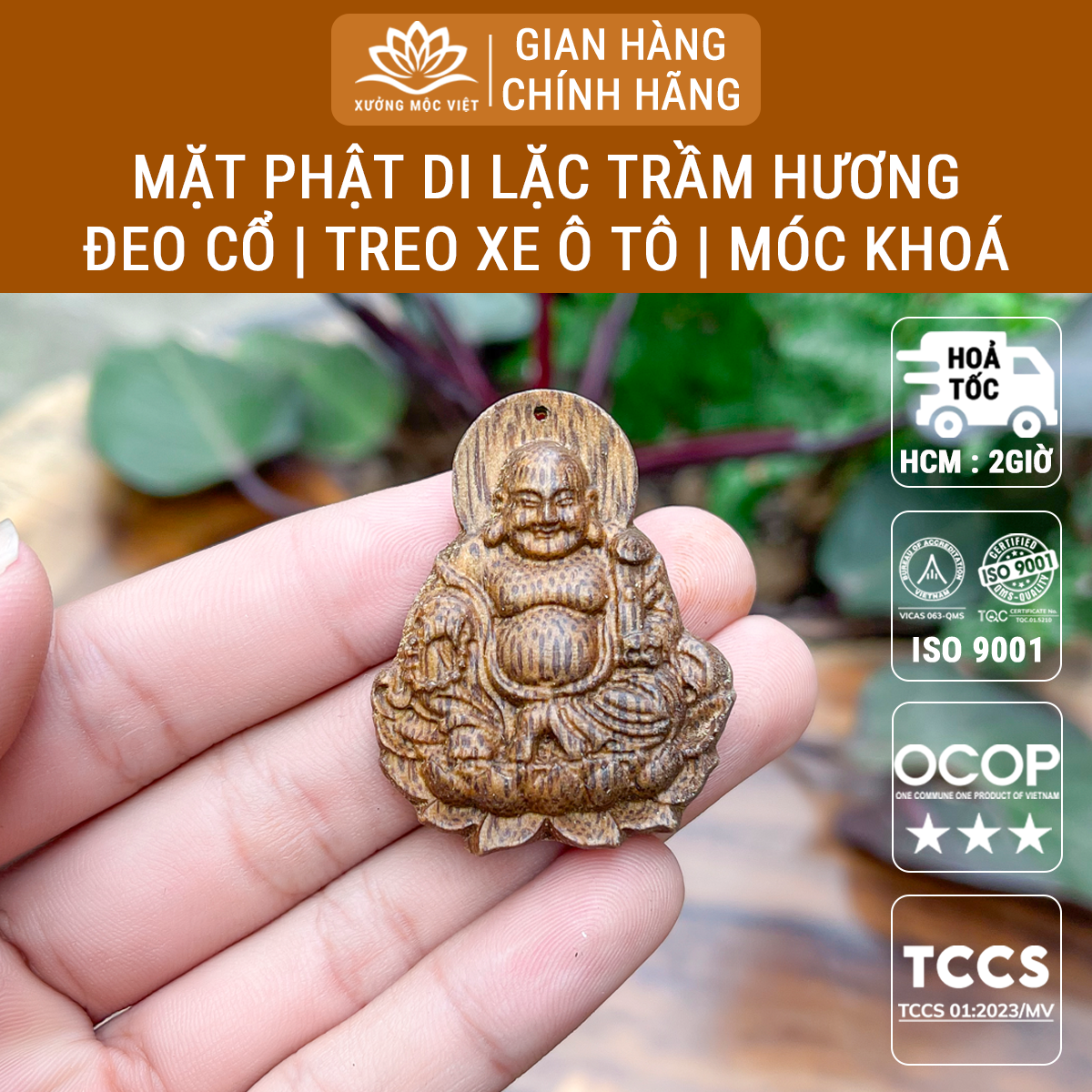Mặt phật bản mệnh theo tuổi - Trầm hương tốc tiêu chuẩn Xưởng Mộc Việt