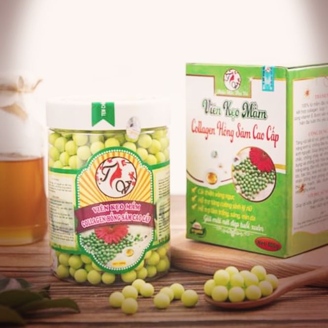 viên kẹo mầm collagen hồng sâm cao cấp .