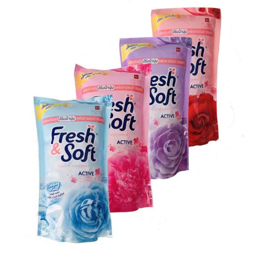 2 gói nước xả vải fresh soft 600ml màu xanh morning kiss