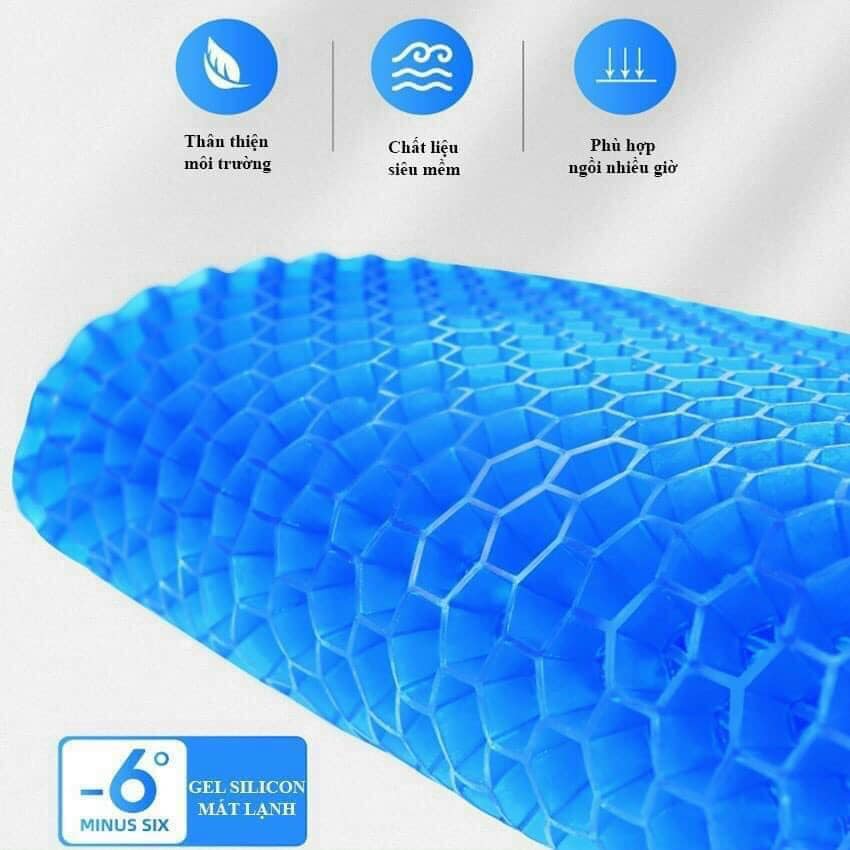 Đệm ngồi 3D Silicon cao cấp , Đệm ngồi 3D Silicon cao cấp thoáng khí chống đau mỏi , Đệm ngồi lót ghế ô tô cao su thoáng khí hỗ trợ tuần hoàn máu E3-L206 - Vỏ chống trượt - Cấu trúc tổ ong thông minh