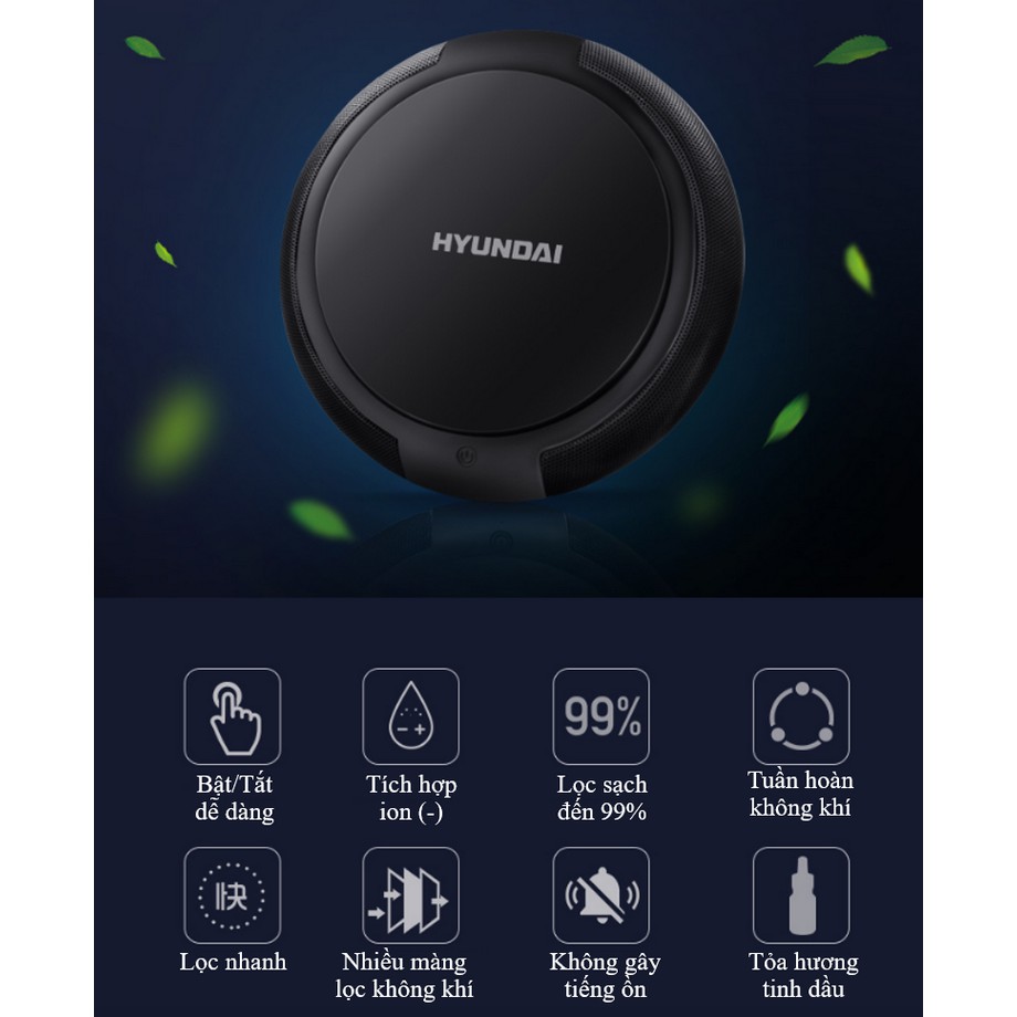Máy khử mùi ô tô, Máy lọc không khí trên xe hơi HUYNDAI HY-12, lọc sạch mùi, lọc bụi PM2.5, bảo vệ đường hô hấp cả gia đình, hàng cao cấp.
