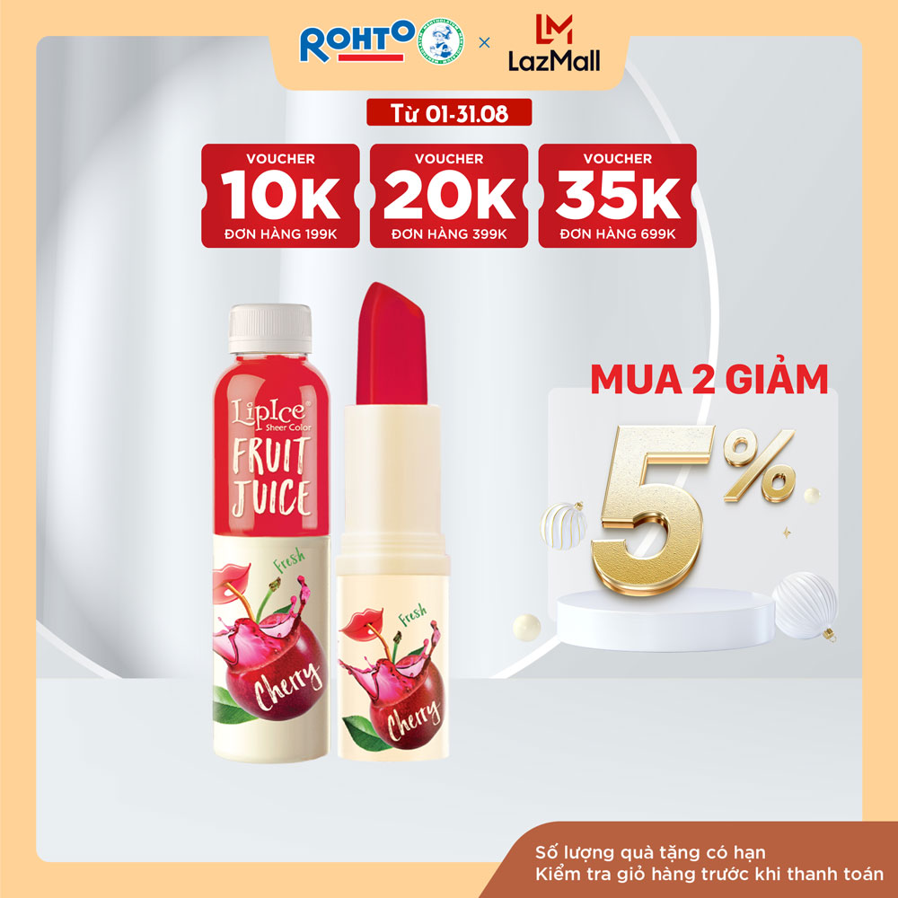 Son dưỡng có màu chiết xuất trái cây Lipice Sheer Color Fruit Juice 4g (Anh Đào Đỏ Tươi)