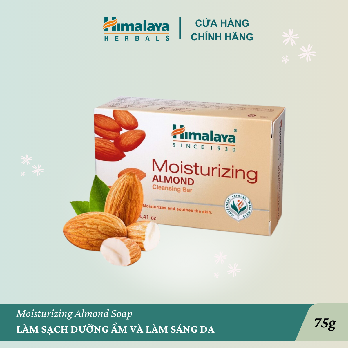 Xà phòng hạnh nhân dưỡng ẩm Himalaya Moisturizing Almond Soap 75g
