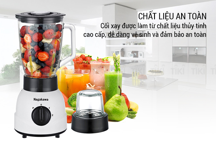 Máy xay sinh tố đá ngũ cốc thịt cua cá gia vị rau củ 2 cối Nagakawa NAG0810