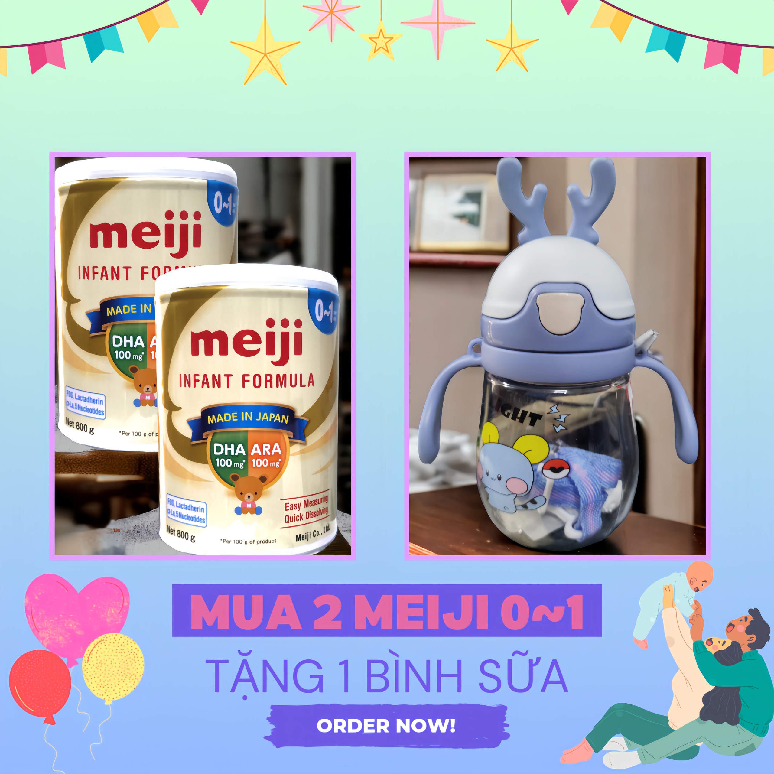 Sữa bột meiji nhập khẩu số 0/1 lon 800g date mới