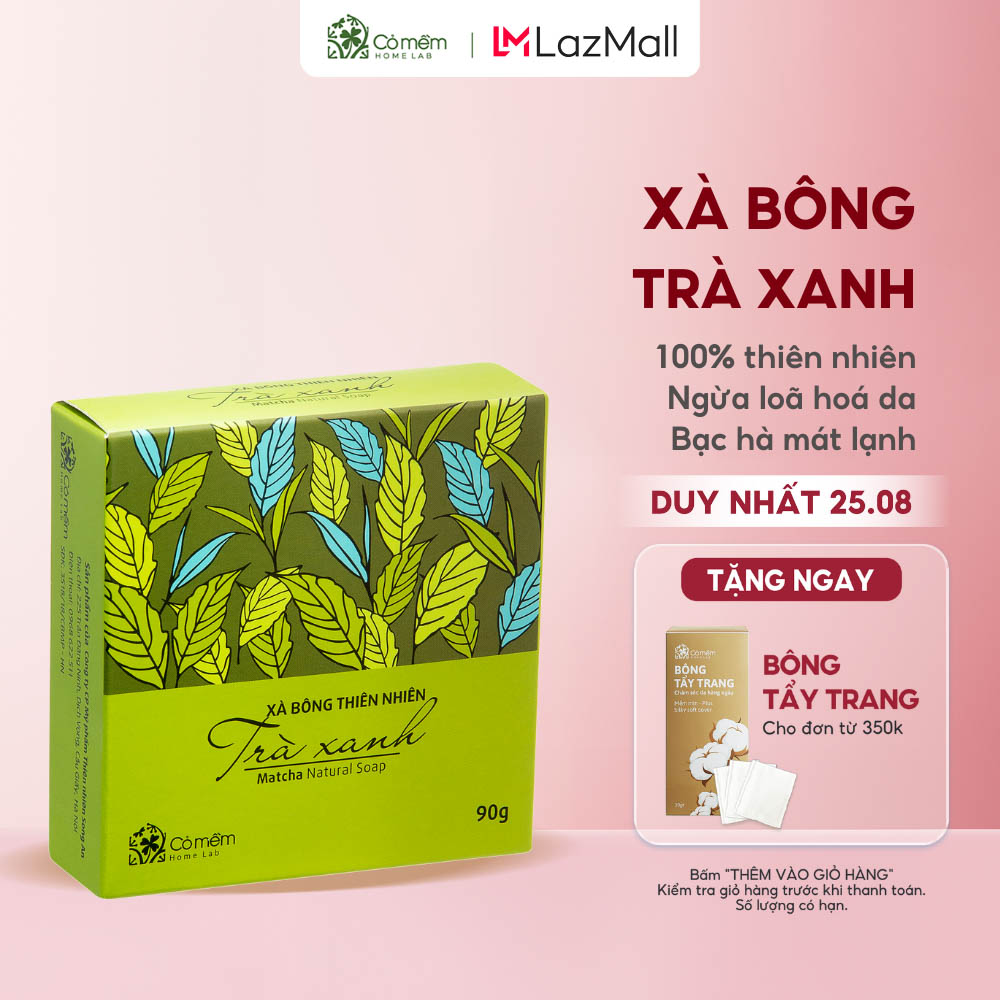 Xà Bông Tắm Thiên Nhiên Trà Xanh Chống Lão Hóa Da Hương Bạc Hà Mát Lạnh Cỏ Mềm 90g