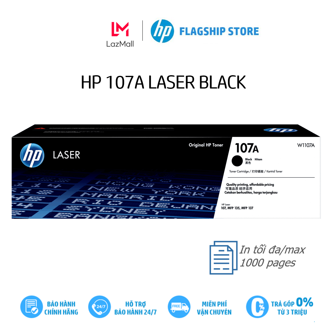 Mực in HP 107A Black Original Laser Toner Crtg (Máy in HP 107w/135w)- W1107A – Hàng chính hãng