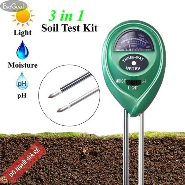 Máy đo ph đất - máy đo độ ẩm đất 3 trong 1