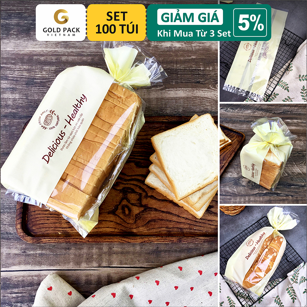 Túi đựng bánh gối, sandwich xếp hông đáy vuông - set 100 túi