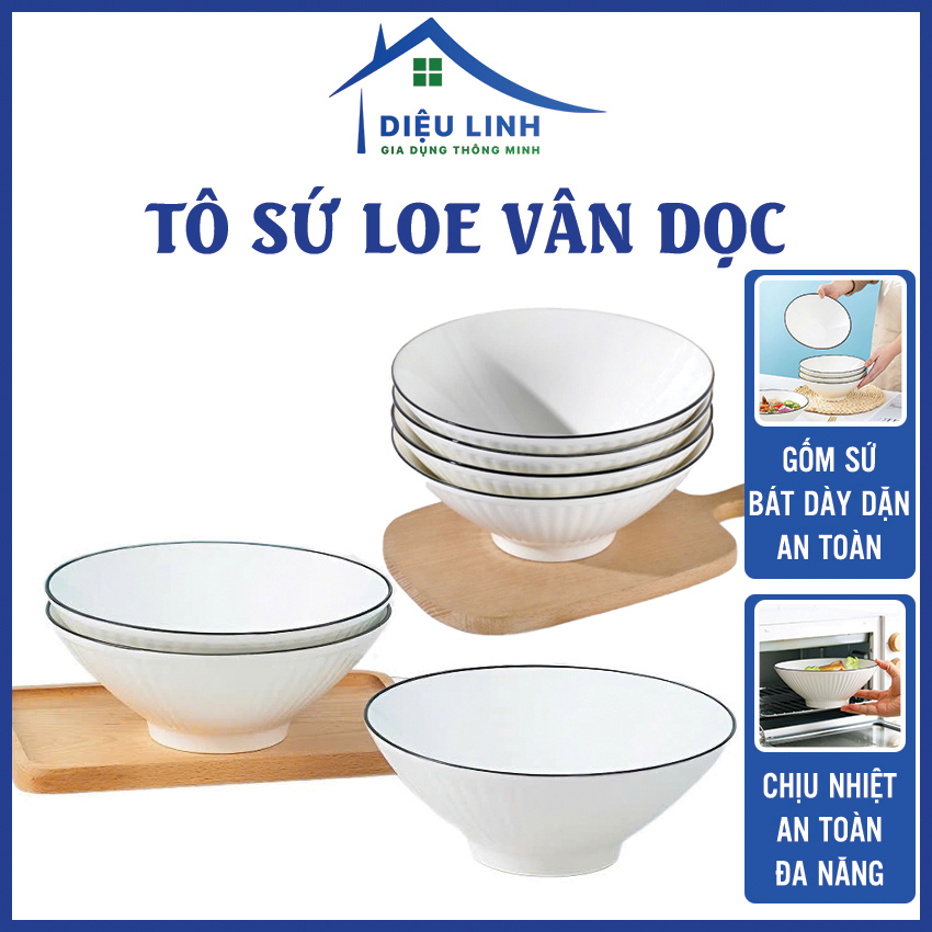 Bát Tô Loa Sứ, Tô Sứ Loe Viền Đen, Bát Tô Đựng Canh, Bát Tô To, Bát Ăn Phở, Bát Tô Ăn Sáng, Chén Bát Đựng Canh Dieulinhshop