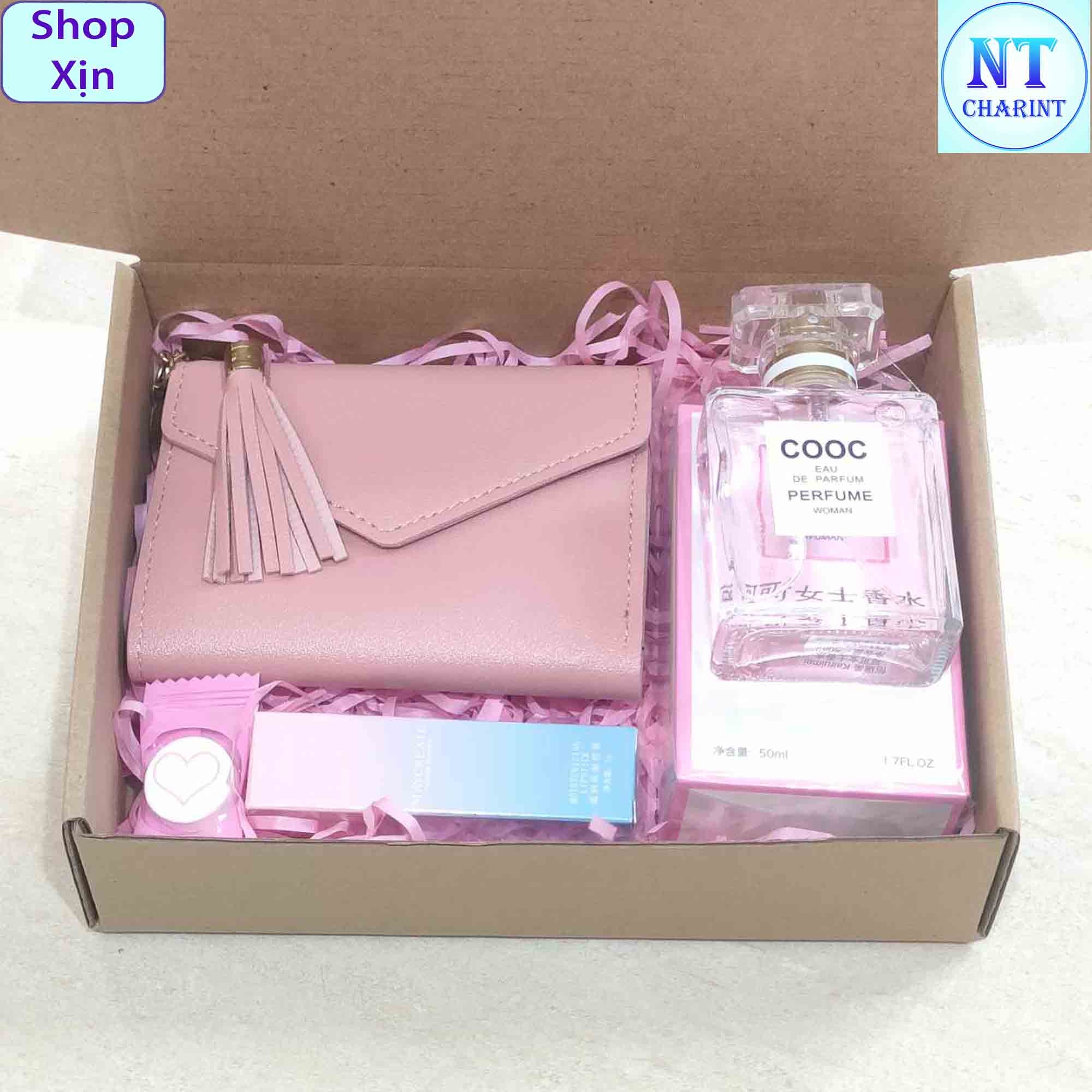Women clutch handbag mini fresh fragrance French perfume purse with small bouquets and practical compressed towel birthday holiday gifts set - 2
