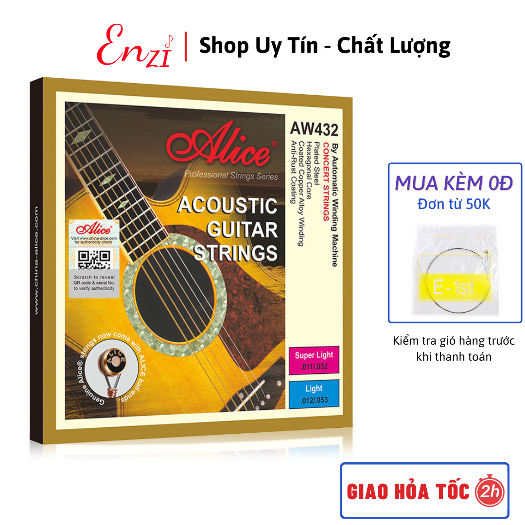 Dây đàn guitar acoustic Alice AW432 AW436 cỡ 11 chính hãng dây sắt cho đàn ghi ta ENzi