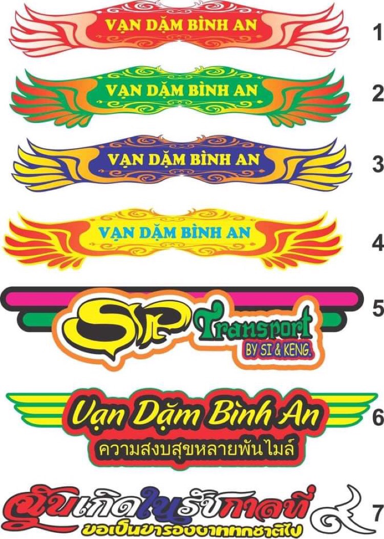 [FreeShip] [Giá hủy diệt] [Có sẵn] [FreeShip] TEM DECAL CHO XE TẢI MẪU CHỮ " VẠN DẶM BÌNH AN " 15MẪU CHỮ THÁI- CHỮ VIỆT