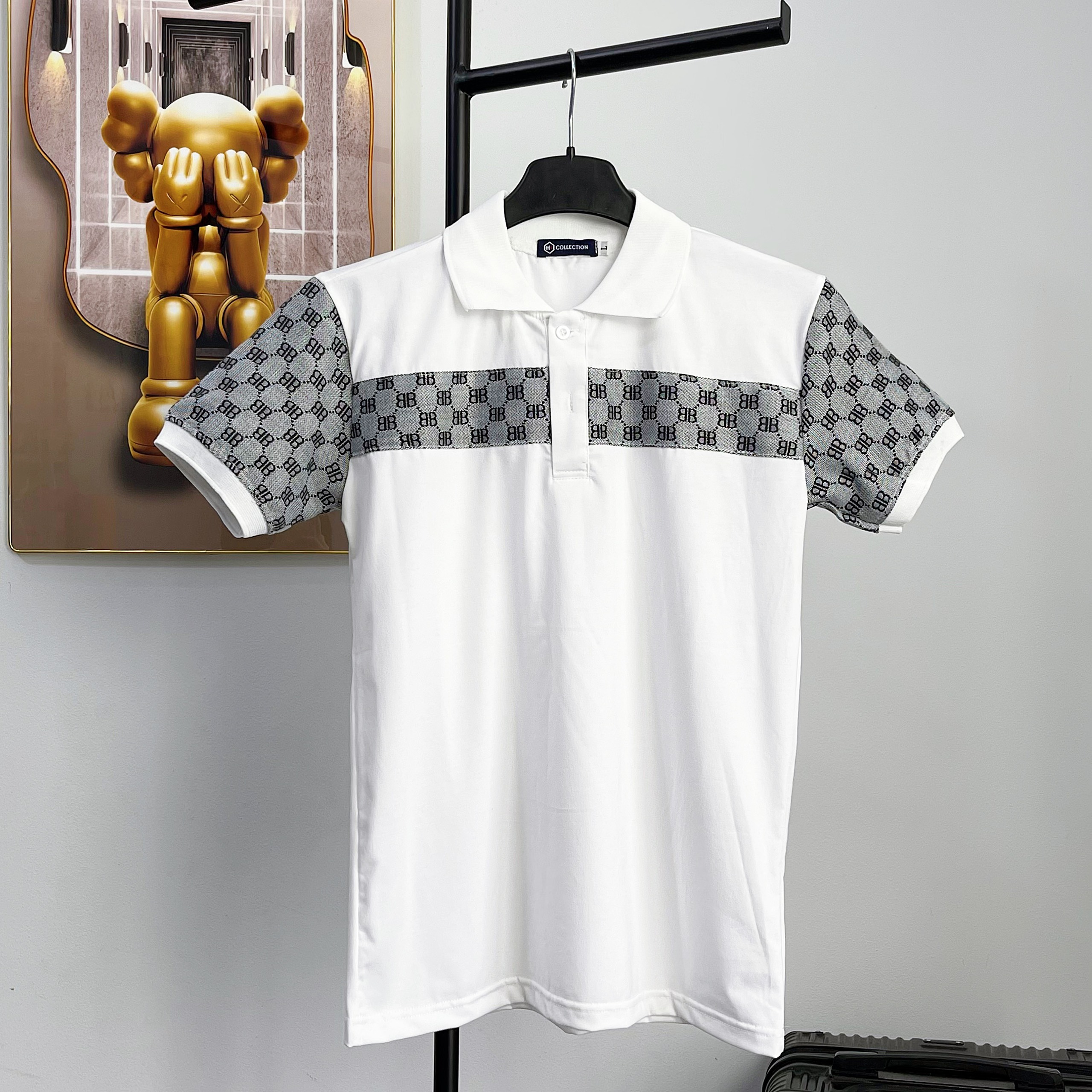 Áo thun nam thêu phối hàng siêu cấp có cổ tay ngắn polo cotton mẫu mới dày đẹp vải co dãn 4 chiều cao cấp - 2