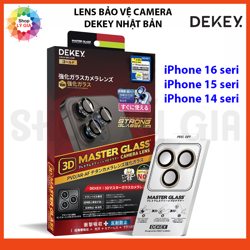 Lens Dekey Nhật Bản bảo vệ camera cho iPhone 16 Pro Max/ 16 Plus / 15 Pro Max / 15 Pro / 14 Pro Max/ 14 Pro