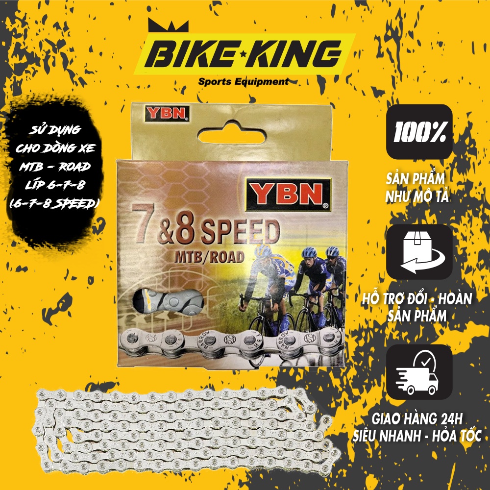 Sên ybn bạc 7/8 tốc độ cho xe đạp thể thao - dùng được cho xe 6-7-8 tầng líp sx-03