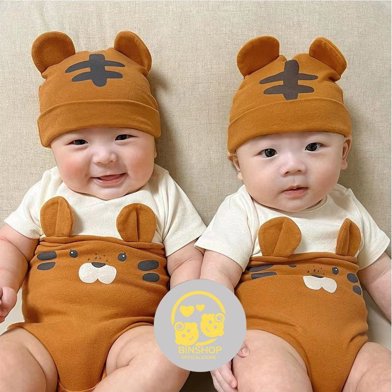 Body chip liền thân Kèm mũ , bodysuit cho bé, bộ body cho bé mẫu quần áo sơ sinh cho bé 0-12M