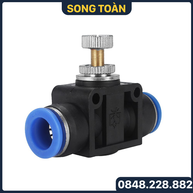 Van tiết lưu khí nén, van điều áp psa nối nhanh cắm ống phun sương khí nén phi 4 6 8 10 12mm
