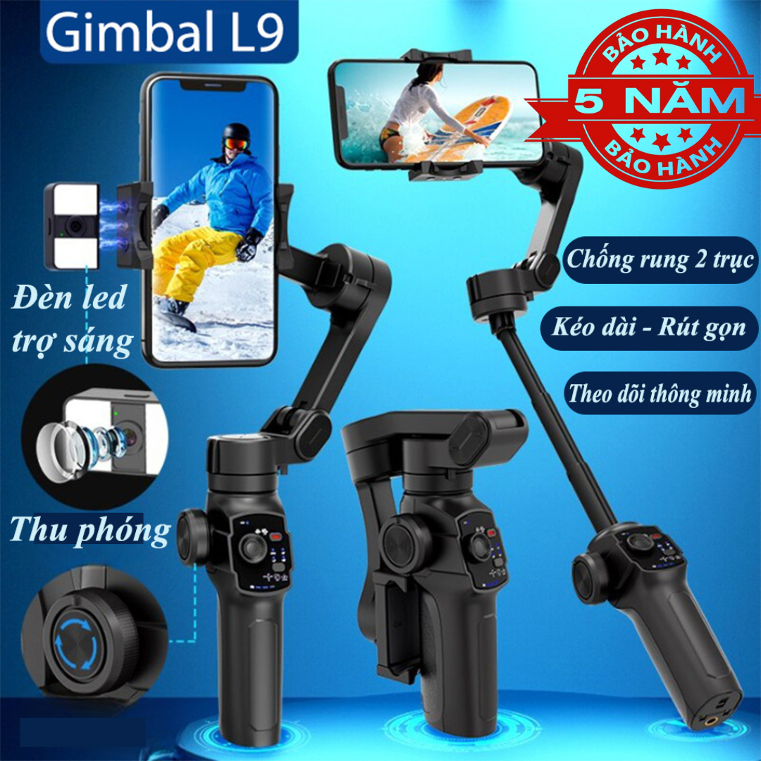 Gimbal chống rung cho điện thoại L9, Gimball chống rung tốt hơn gymbal Xpro, gimbal q18, Gimbal DJI OSMO 6, Tay cầm chống rung điện thoại chuyên nghiệp quay phim chụp ảnh