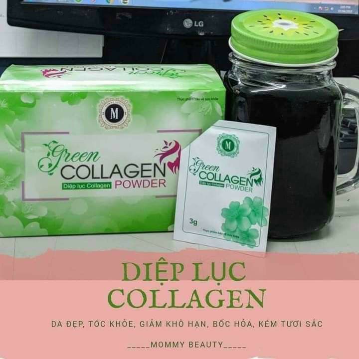 Diệp Lục Collagen Chính Hãng - Green Collagen Powder Hộp 30 Gói