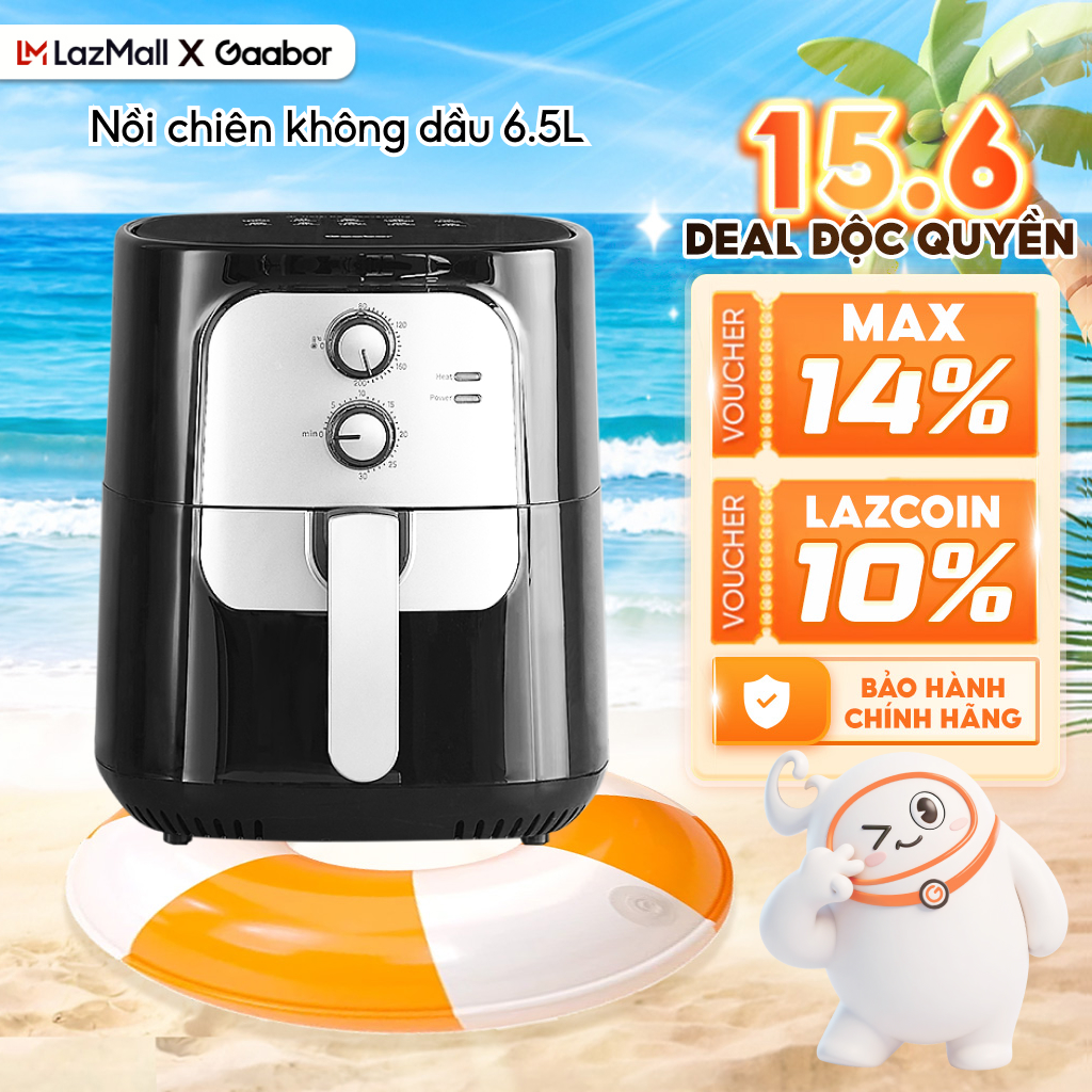 [PHIÊN BẢN GIỚI HẠN] Nồi chiên không dầu 6.5L Gaabor AF-65M01A dung tích lớn công suất 1400W màu đen bạc - Bảo hành 12 tháng 1 đổi 1