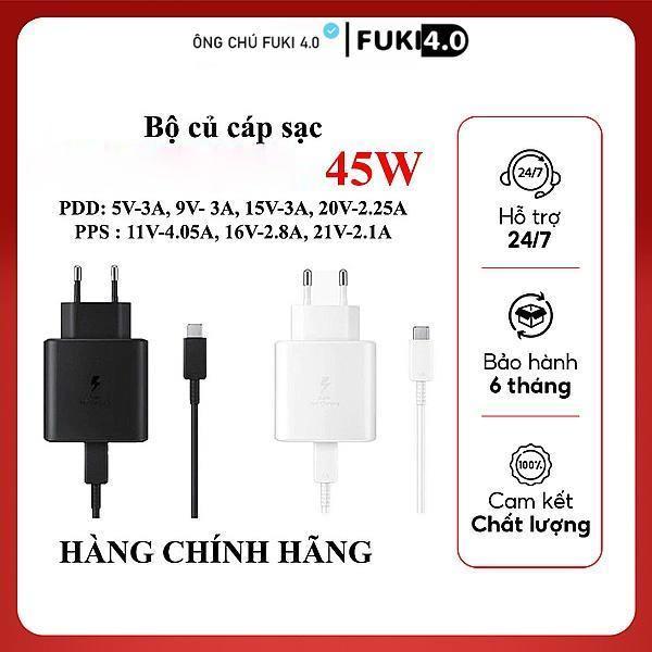 Bộ củ cáp sạc 45w samsung - sạc nhanh - type c - pd 45w dành cho laptop và điện thoại s20 ultra/ s21 ultra/ note 20 ultra/ s22 ultra/ s23 ultra/ tab s8 - bảo hành 12 tháng