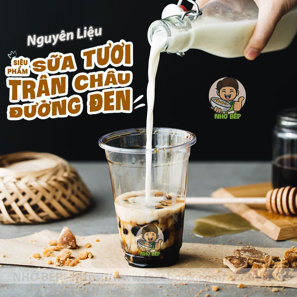 Set Sữa Tươi Trân Châu Đường Đen ( Set Lớn 17 Chén ) Tặng Kèm Công Thức - NHỚ BẾP