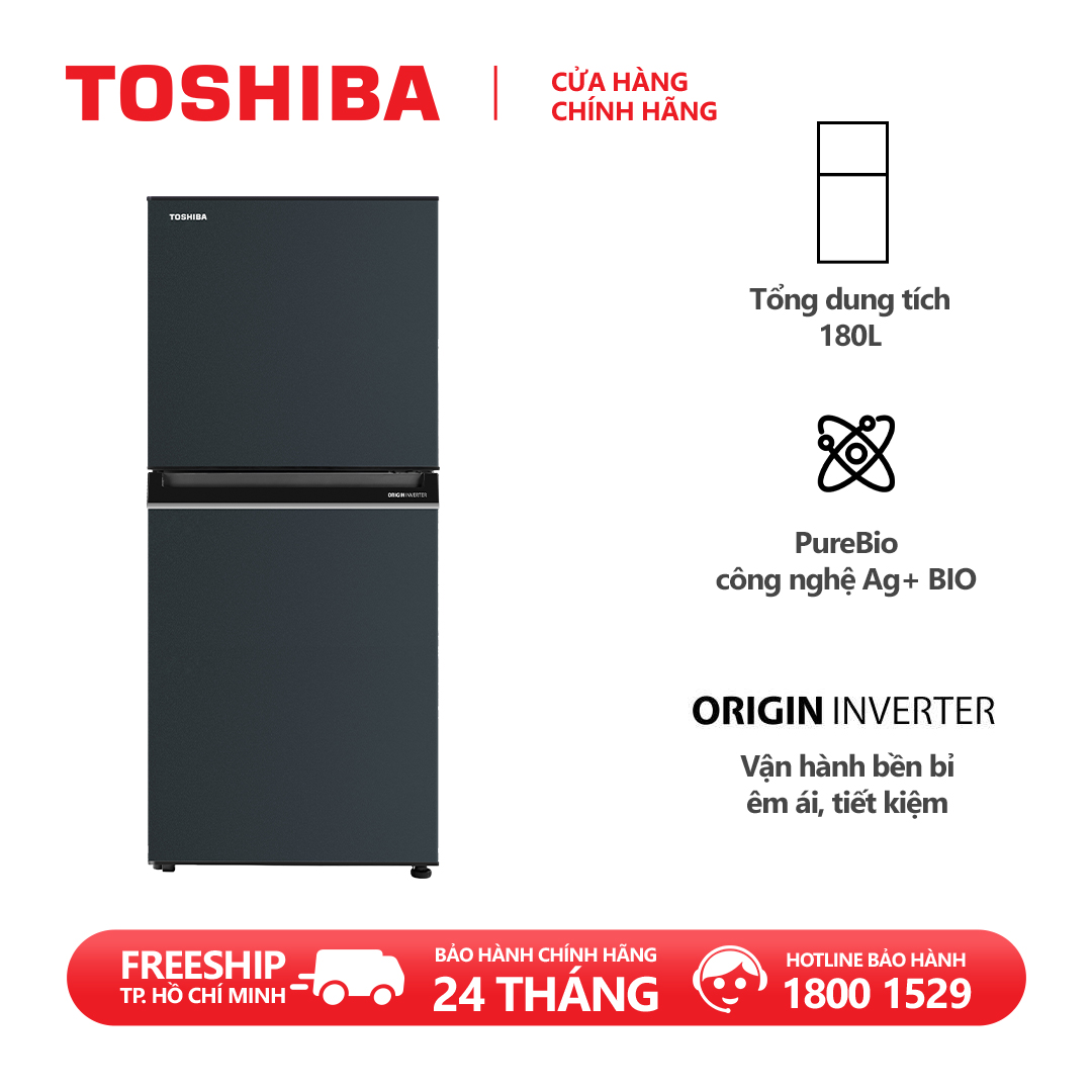 [FREESHIP] Tủ lạnh Toshiba Inverter 180 lít GR-RT234WE-PMV(52) - Nấu ăn không cần rã đông, Giữ thực phẩm tươi sạch hơn, Tiết kiệm điện năng, hoạt động êm ái - Hàng chính hãng bảo hành 2 năm