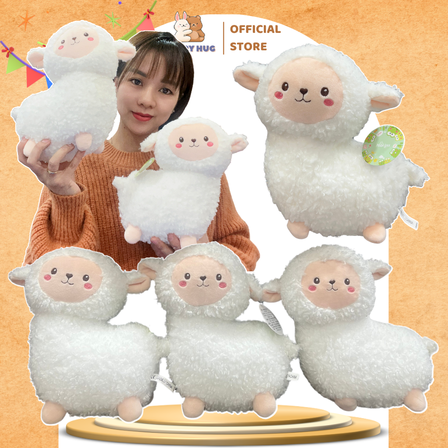 Gấu bông cừu trắng đáng yêu size 23cm, thú nhồi bông gòn cao cấp - Happy Hug