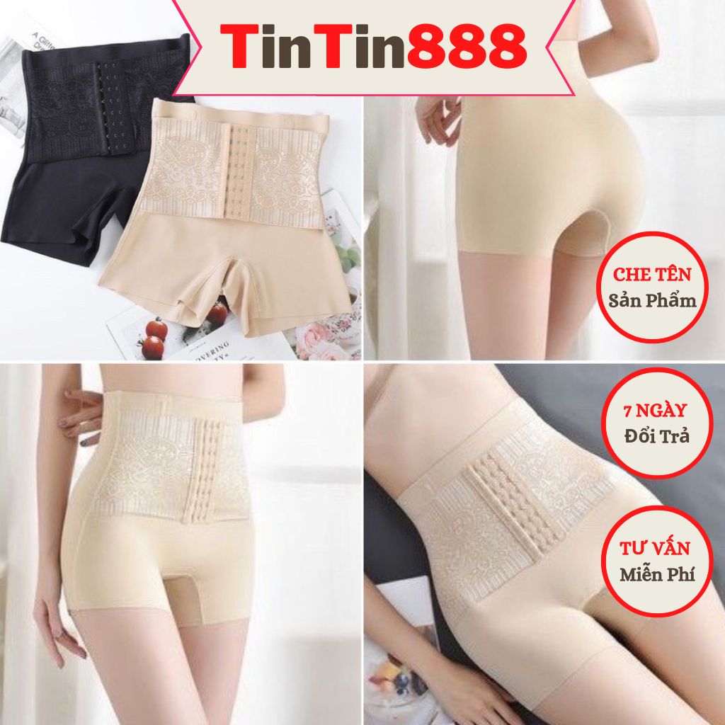 Quần nịt bụng su đúc nguyên khối móc cài trước  nâng mông co dãn ôm sát tàng hình - Quần mặc trong váy su - Quần gen bụng su tàng hình - Gen bụng su không lộ viền thon eo định hình mông - Đai nịt bụng 3 móc cài - TinTin888