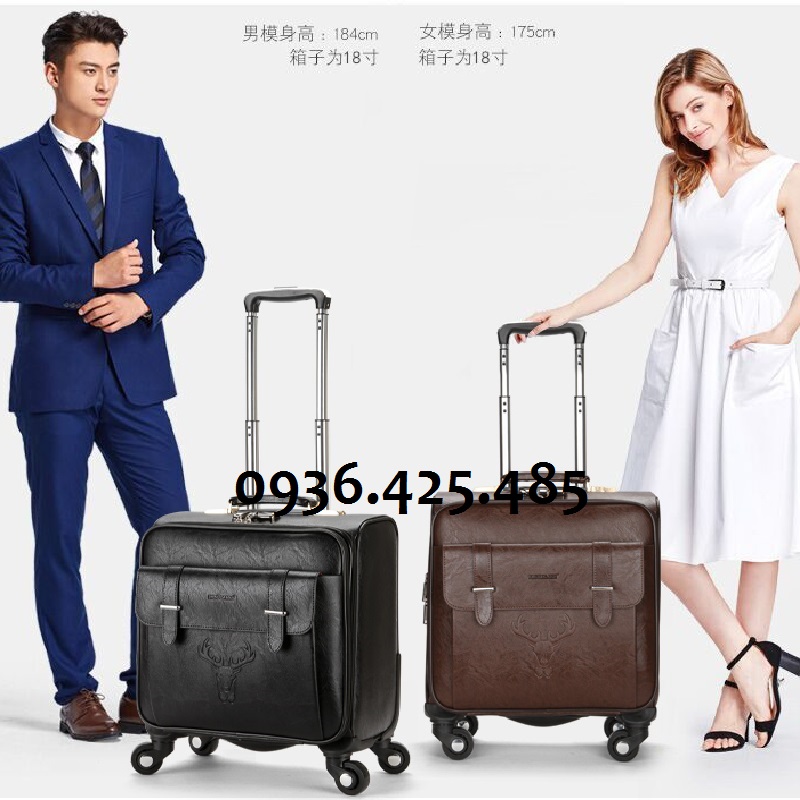  Vali kéo doanh nhân cao cấp da Pu size 18 inch có khoá số- Vaki du lịch size 18 inch 