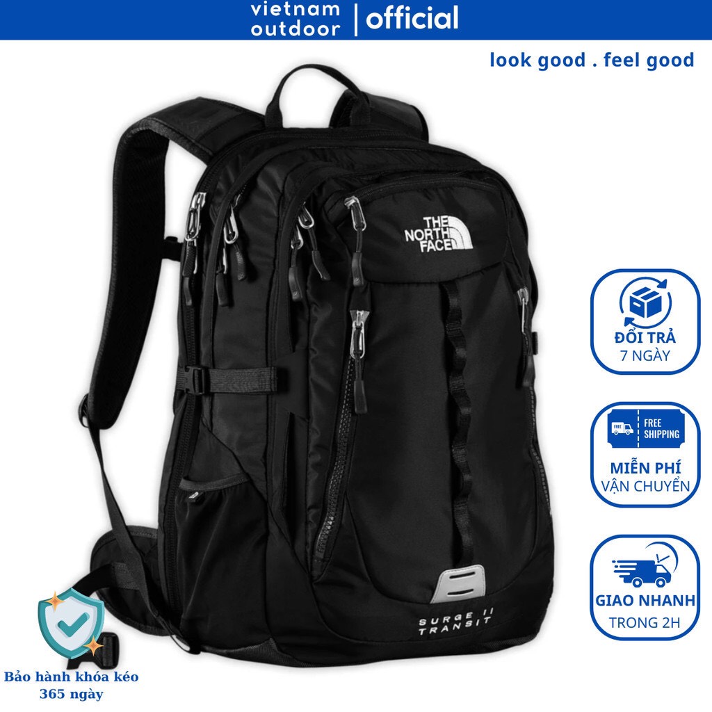 Balo Du Lịch Đi Chơi Đi Học Nam Nữ THE NORTH FACE SURGE II TRANSIT Có Trợ Lực Ngăn Đựng Laptop 16 Inch Kháng Nước Chống Sốc