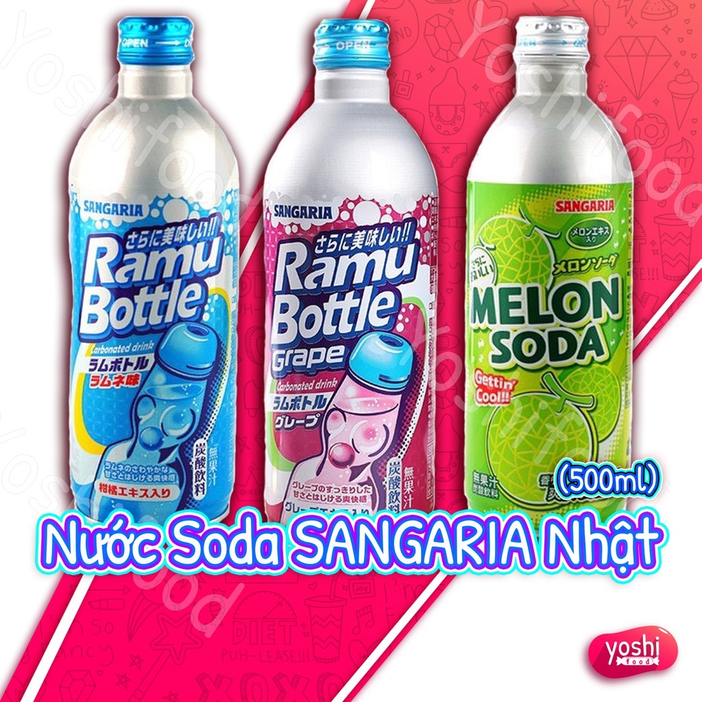 (3 vị) Nước Soda Sangaria chai 500gr HOT SALE
