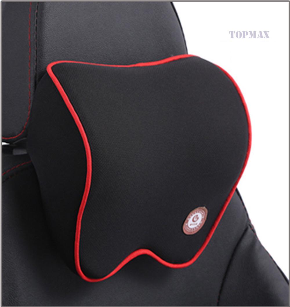 Gối tựa đầu xe hơi chất liệu cao su non hoạt tính cao cấp (Đen viền đỏ)