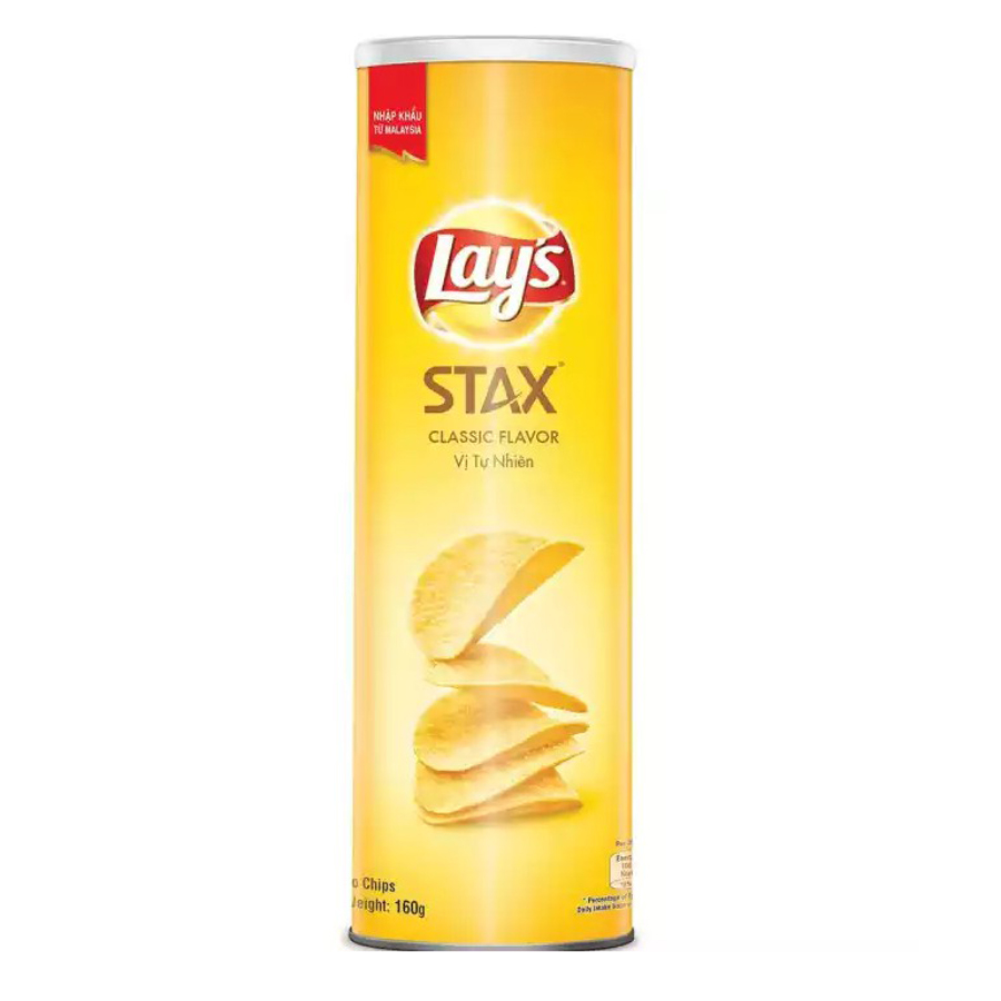 Snack khoai tây vị tự nhiên Lay's Stax lon lớn 160g