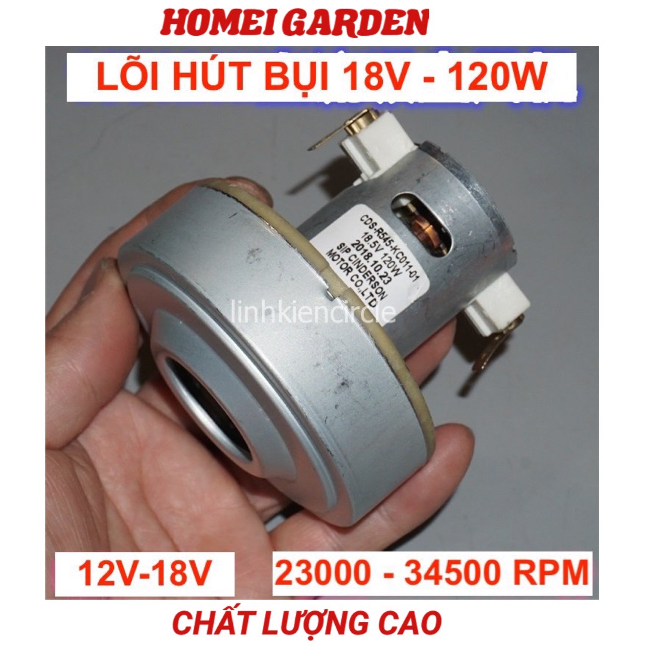 Motor máy hút bụi dc 12v - 18v 120w có chổi than quạt nhôm 62mm tốc độ 34500 rpm chất lượng cao - cd0404