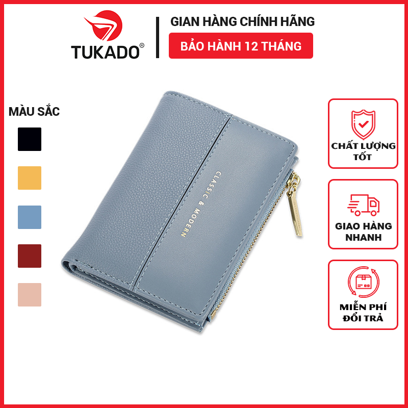 Ví Nữ Ngắn Mini Cầm Tay Chính Hãng PERFECT FOR YOU Gấp 2 Nhỏ Gọn Da Cao Cấp Cực Đẹp Giá Rẻ Nhiều Ngăn Tiện Dụng TL09 - Tukado