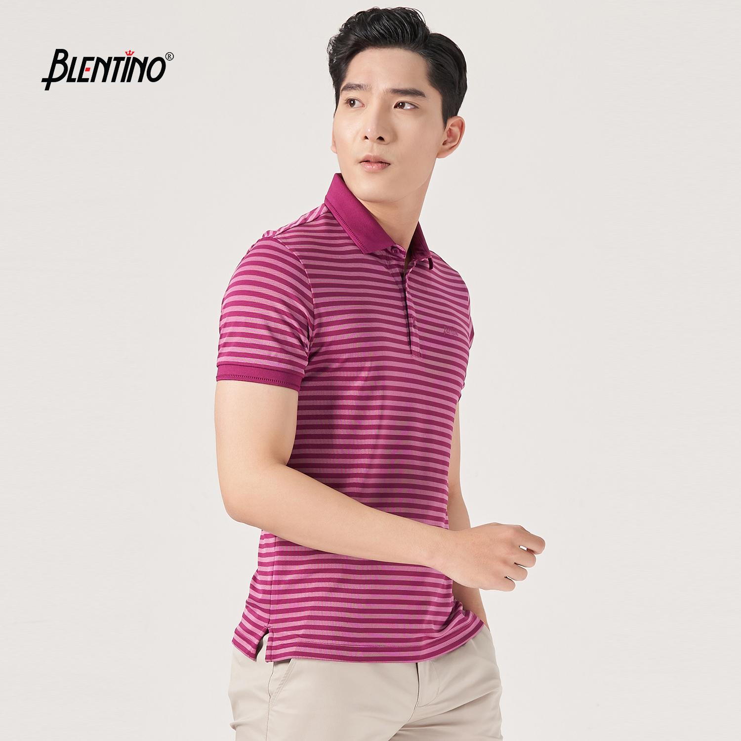 Blentino Áo Polo Nam Kẻ Sọc trẻ trung dễ mặc kiểu dáng basic PL0421