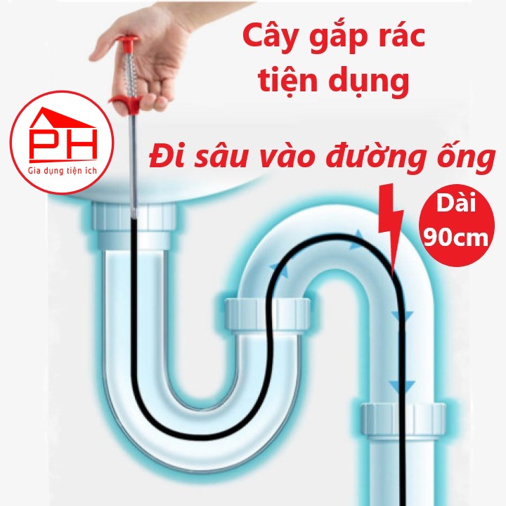 DỤNG CỤ GẮP RÁC ( Dài 90cm ) que móc rác cây thông tắc bồn chậu rủa nhà vệ sinh nhà tắm ống cống
