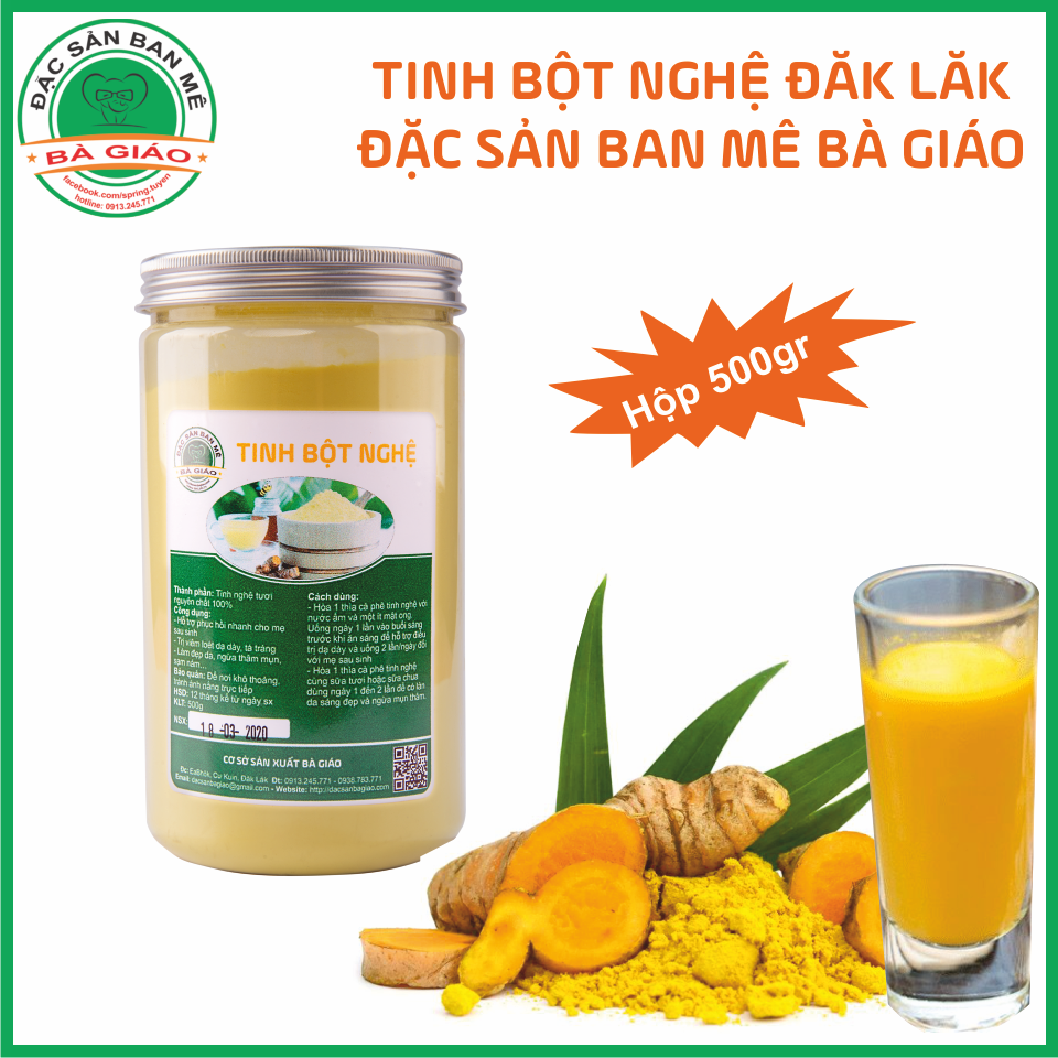 Tinh bột nghệ v..àng nguyên chất đăk lăk đặc sản ban mê bà giáo tuyền