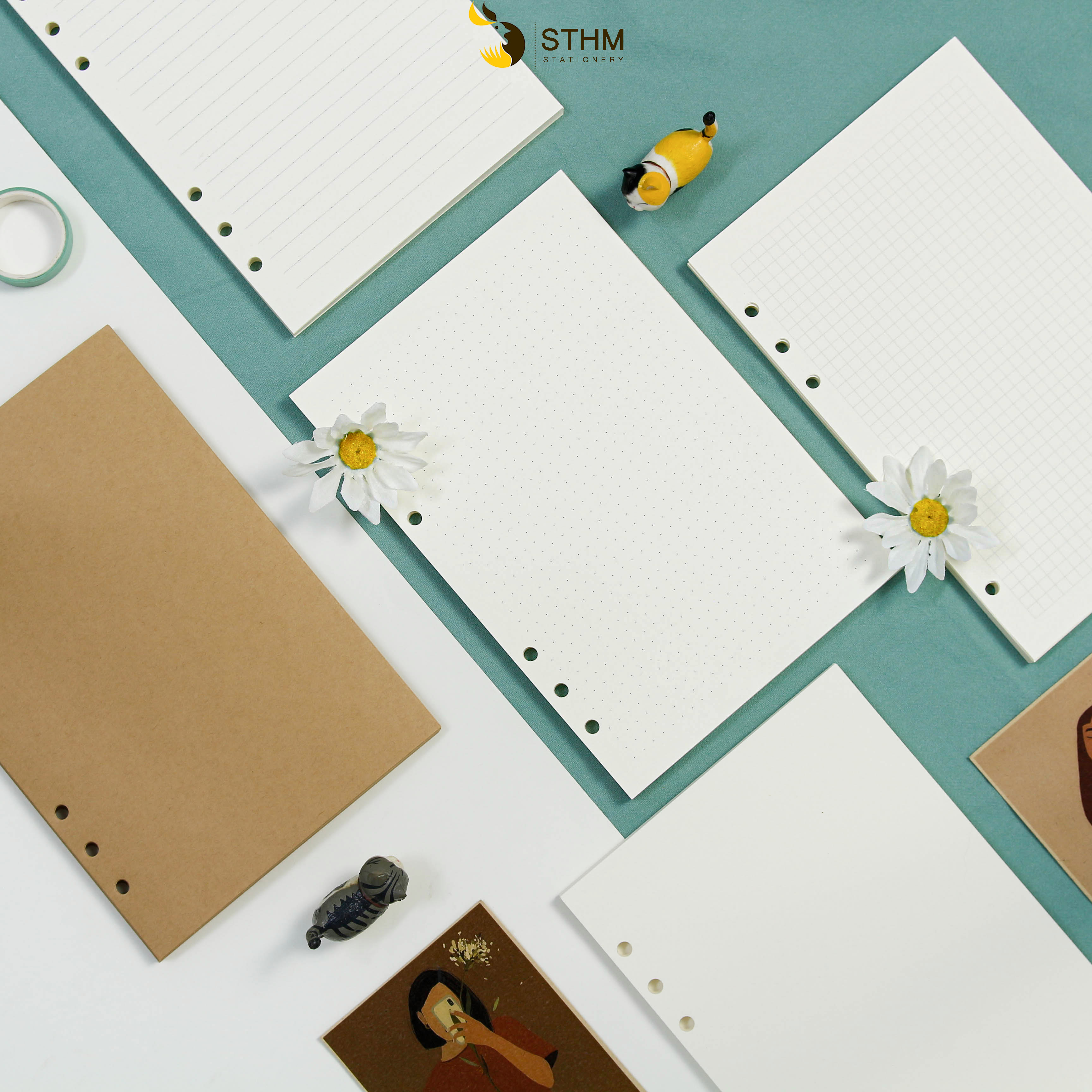 STHM stationery - Ruột giấy refill 6 lỗ - Kem 100gsm có lớp keo