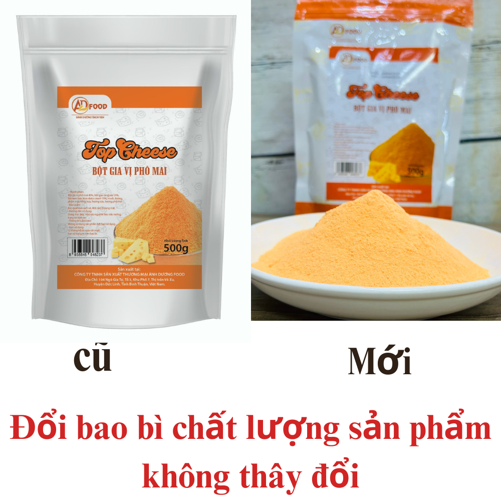 500g Bột phô mai loại ngon hàng cáo cấp hàng tuyển loại I chuyên dùng để lắc các món chiên nướng làm xốt...