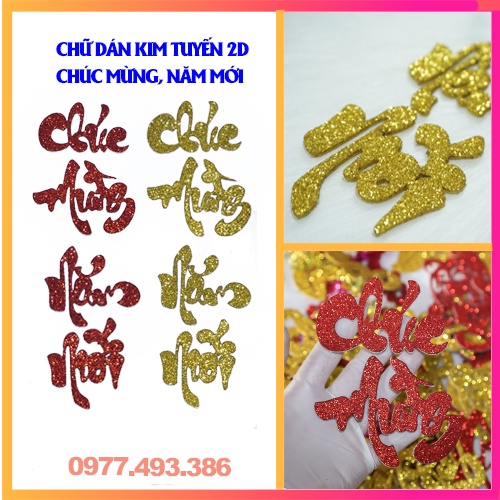 Chữ dán thư pháp kim tuyến -chúc mừng,năm mớithanghacalligraphy
